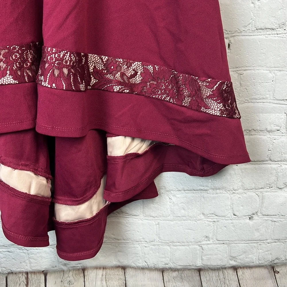 City Studio Burgundy Off Shoulder High Low Dress Prom Juniors Size 1 - Picture 4 of 5